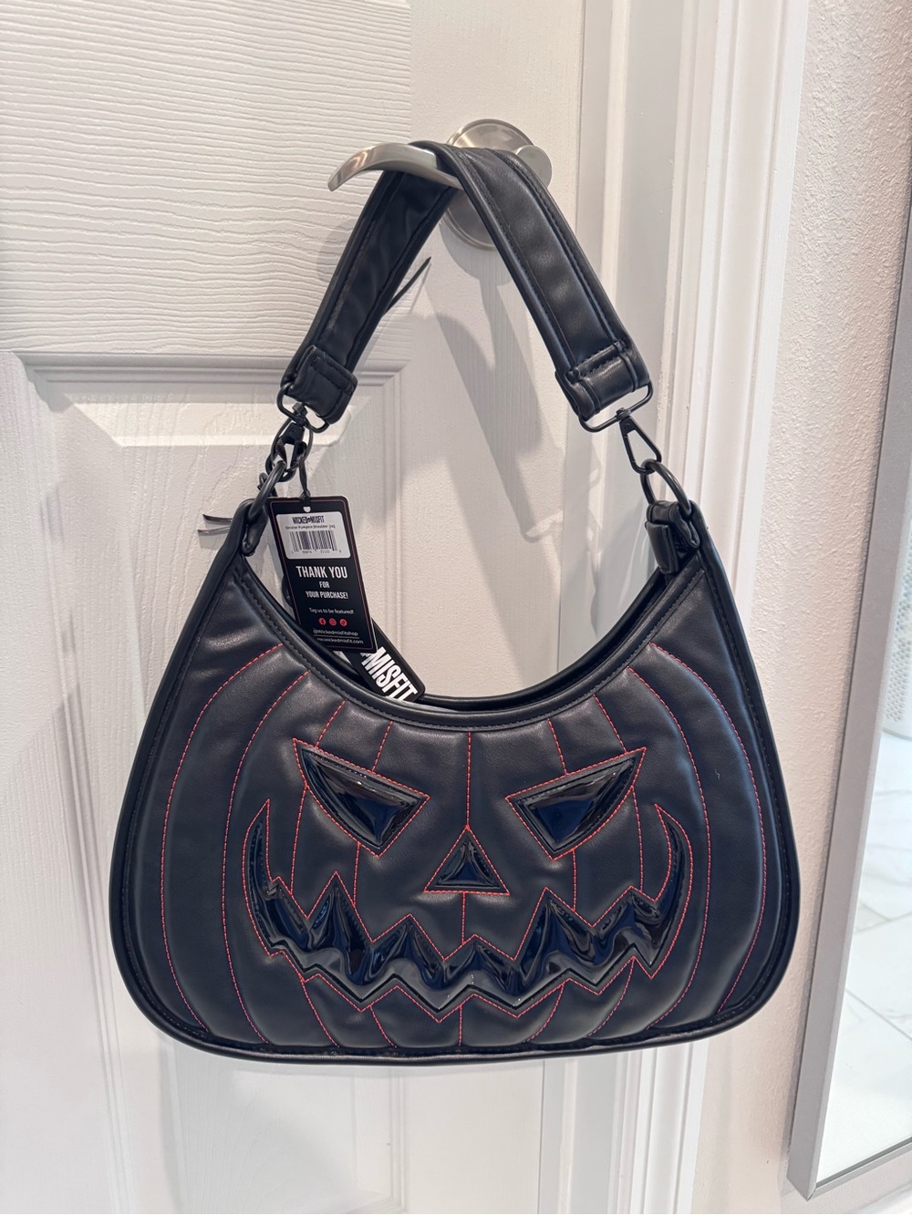 Wicked Misfit Halloween Pumpkin Quilted Bag - with Orange stitching